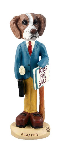 Brown & White Brittany Male Realtor Doogie Collectible Dog Figurine