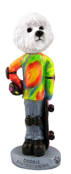 Bichon Frise Skateboarder Doogie Collectible Dog Figurine