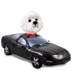 Bichon Frise Sports Car Doogie Collectible Dog Figurine