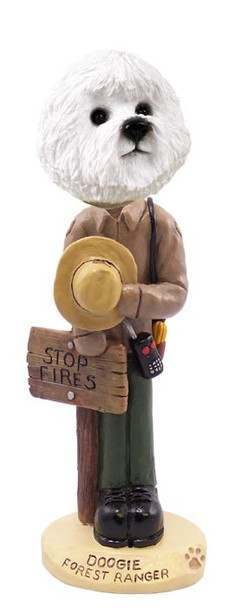 Bichon Frise Forest Ranger Doogie Collectible Dog Figurine