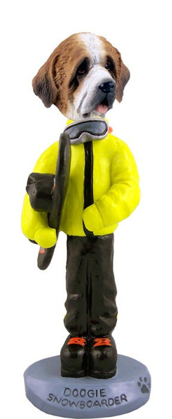 Rough Coat Saint Bernard Snowboarder Doogie Collectible Dog Figurine