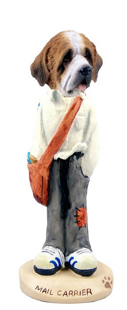 Rough Coat Saint Bernard Mail Carrier Doogie Collectible Dog Figurine