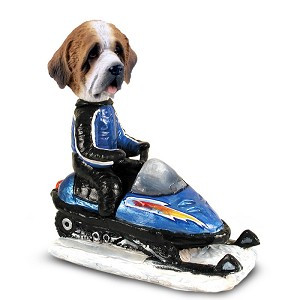 Rough Coat Saint Bernard Snowmobile Doogie Collectible Dog Figurine
