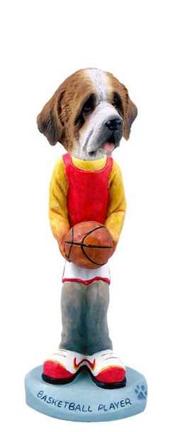 Rough Coat Saint Bernard Basketball Doogie Collectible Dog Figurine