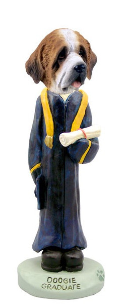 Rough Coat Saint Bernard Graduate Doogie Collectible Dog Figurine