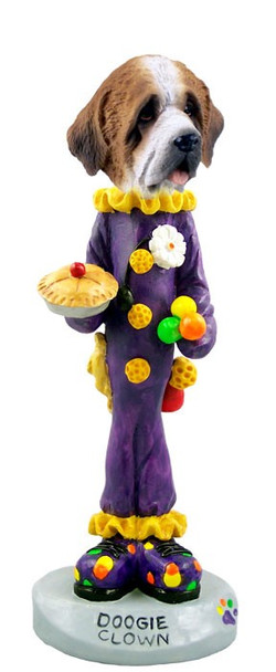 Rough Coat Saint Bernard Clown Doogie Collectible Dog Figurine