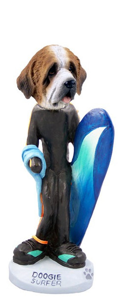 Rough Coat Saint Bernard Surfer Doogie Collectible Dog Figurine