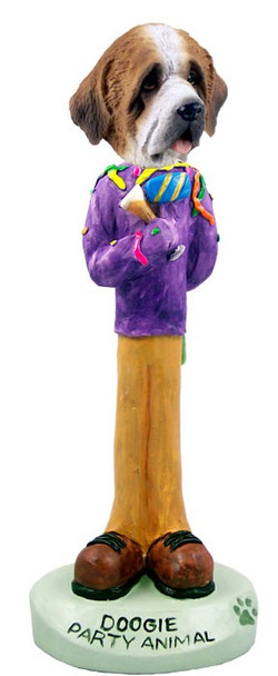 Rough Coat Saint Bernard Party Animal Doogie Collectible Dog Figurine