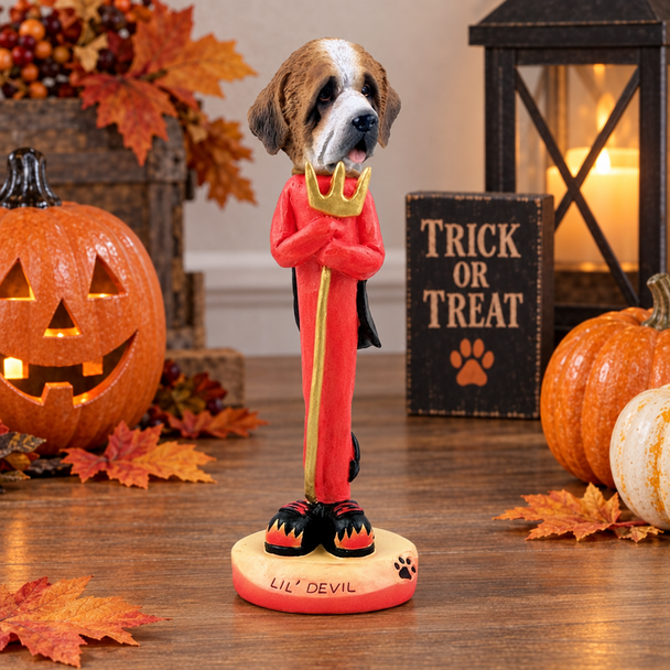 Rough Coat Saint Bernard Lil Devil Doogie Collectible Dog Figurine