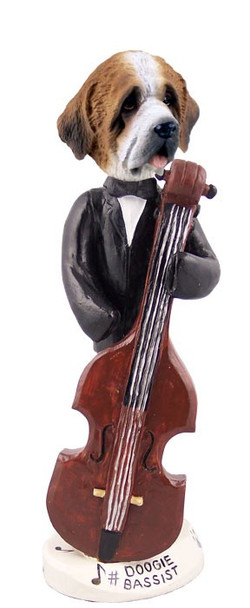 Rough Coat Saint Bernard Bassist Doogie Collectible Dog Figurine