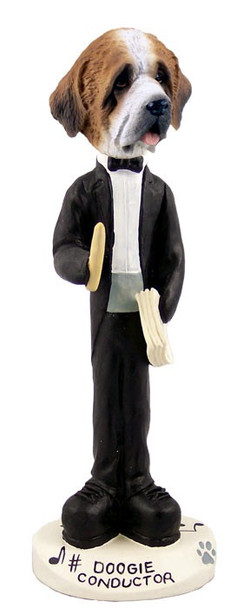 Rough Coat Saint Bernard Conductor Doogie Collectible Dog Figurine