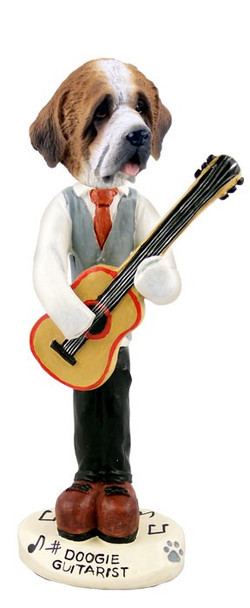Rough Coat Saint Bernard Guitarist Doogie Collectible Dog Figurine