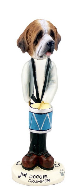 Rough Coat Saint Bernard Drummer Doogie Collectible Dog Figurine