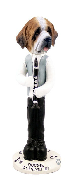 Rough Coat Saint Bernard Clarinetist Doogie Collectible Dog Figurine