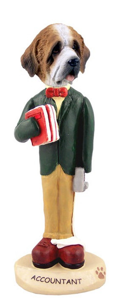 Rough Coat Saint Bernard Accountant Doogie Collectible Dog Figurine