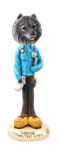 Keeshond Computer Whiz Doogie Collectible Dog Figurine