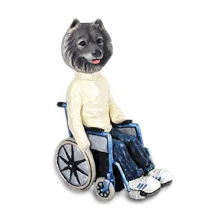Keeshond Wheelchair Doogie Collectible Dog Figurine