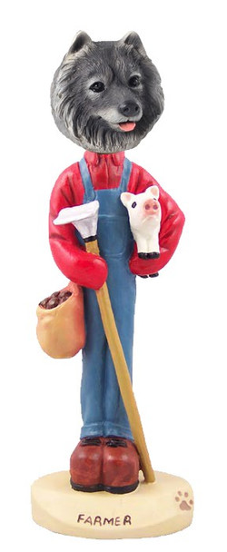 Keeshond Farmer Doogie Collectible Dog Figurine