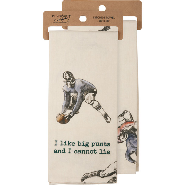 Football Fan Cotton Kitchen Dish Towel - I Like Big Punts & I Cannot Lie - Vintage Design 18x28 from Primitives by Kathy