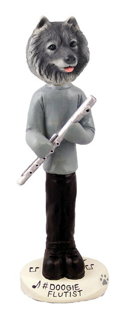 Keeshond Flutist Doogie Collectible Dog Figurine