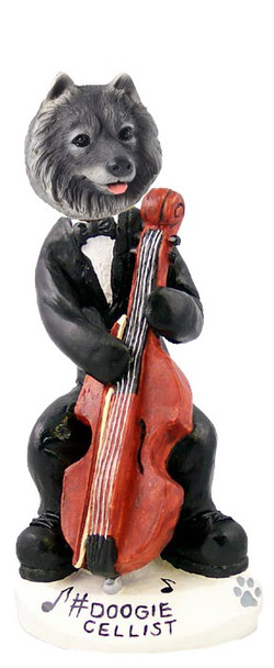 Keeshond Cellist Doogie Collectible Dog Figurine