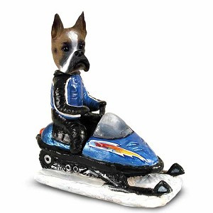Boxer Snowmobile Doogie Collectible Dog Figurine