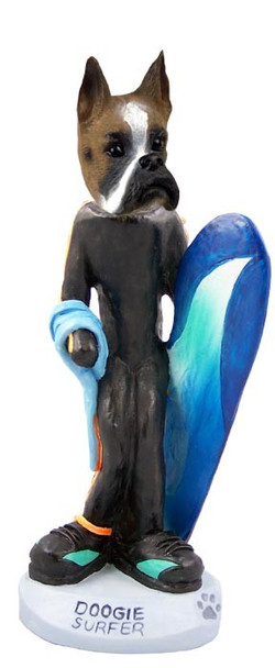 Boxer Surfer Doogie Collectible Dog Figurine