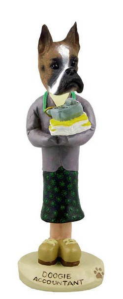 Boxer Female Accountant Doogie Collectible Dog Figurine