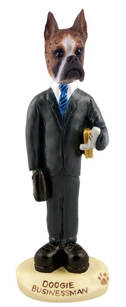 Brindle Boxer Businessman Doogie Collectible Dog Figurine