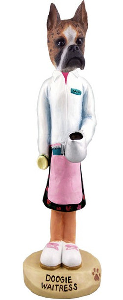 Brindle Boxer Waitress Doogie Collectible Dog Figurine