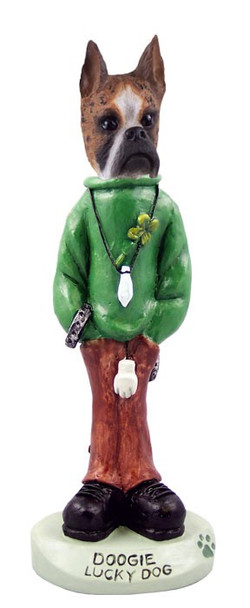 Brindle Boxer Lucky Doogie Collectible Dog Figurine