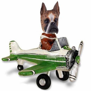 Brindle Boxer Airplane Doogie Collectible Dog Figurine