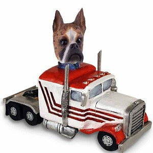 Brindle Boxer Truck Tractor Doogie Collectible Dog Figurine