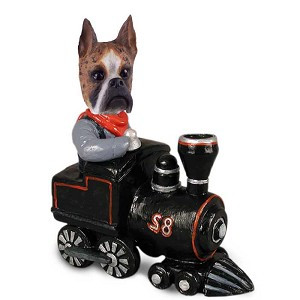 Brindle Boxer Train Doogie Collectible Dog Figurine