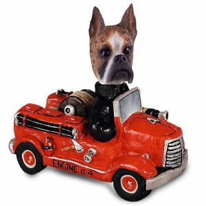 Brindle Boxer Fire Engine Doogie Collectible Dog Figurine
