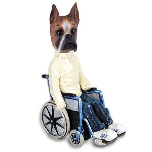 Brindle Boxer Wheelchair Doogie Collectible Dog Figurine