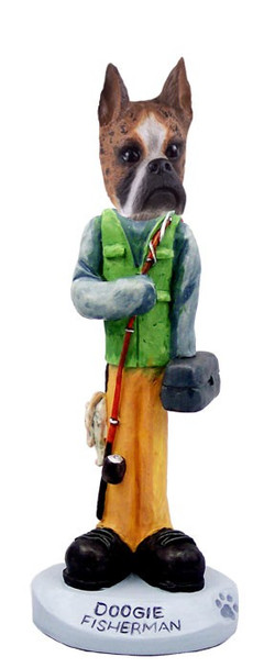 Brindle Boxer Fisherman Doogie Collectible Dog Figurine