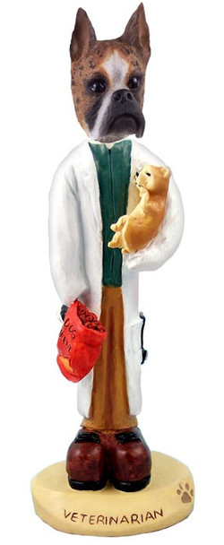 Brindle Boxer Veterinarian Doogie Collectible Dog Figurine
