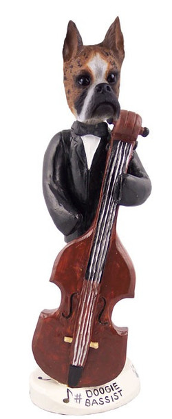Brindle Boxer Bassist Doogie Collectible Dog Figurine