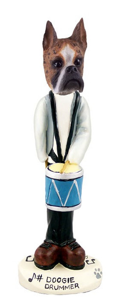 Brindle Boxer Drummer Doogie Collectible Dog Figurine