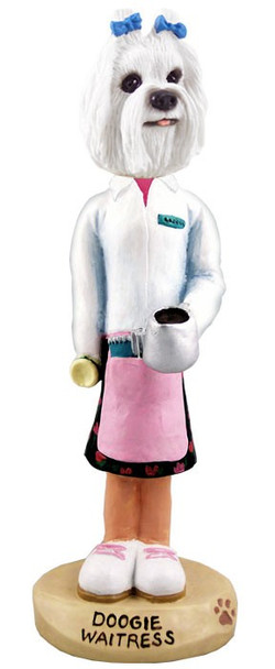 Maltese Waitress Doogie Collectible Dog Figurine