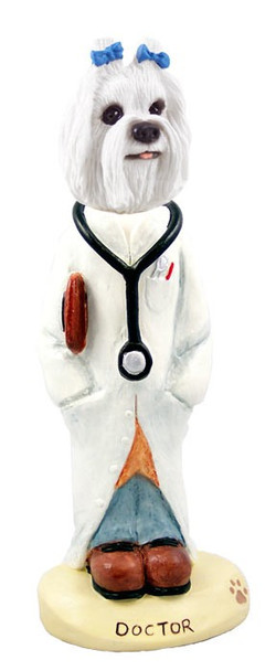 Maltese Doctor Doogie Collectible Dog Figurine