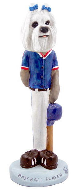 Maltese Baseball Doogie Collectible Dog Figurine