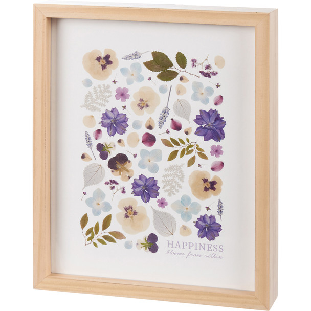 Decorative Framed Wall Art Decor - Happiness Blooms - Colorful Floral Print Design 8x10 from Primitives by Kathy