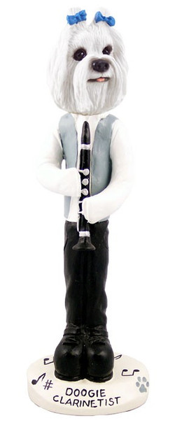 Maltese Clarinetist Doogie Collectible Dog Figurine