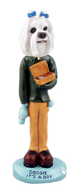 Maltese It's a Boy Doogie Collectible Dog Figurine