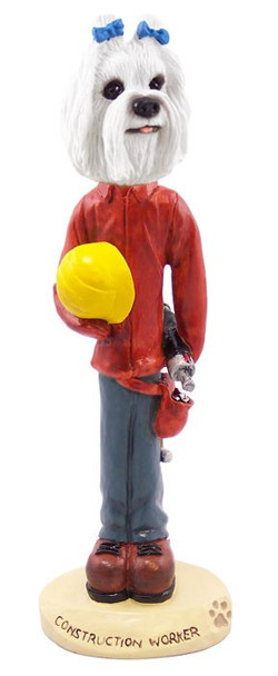 Maltese Construction Worker Doogie Collectible Dog Figurine