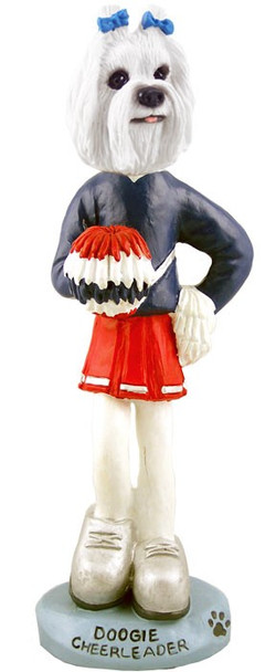 Maltese Cheerleader Doogie Collectible Dog Figurine
