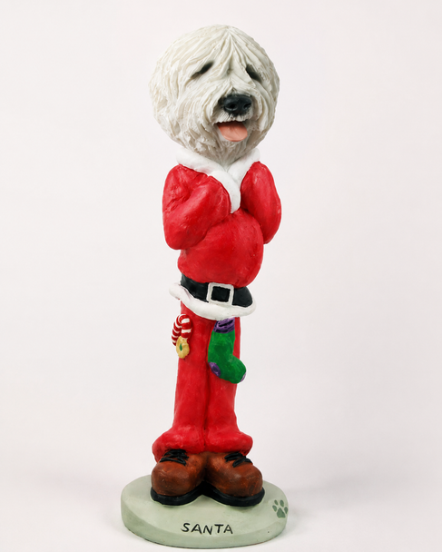 Old English Sheepdog Santa Doogie Collectible Dog Figurine