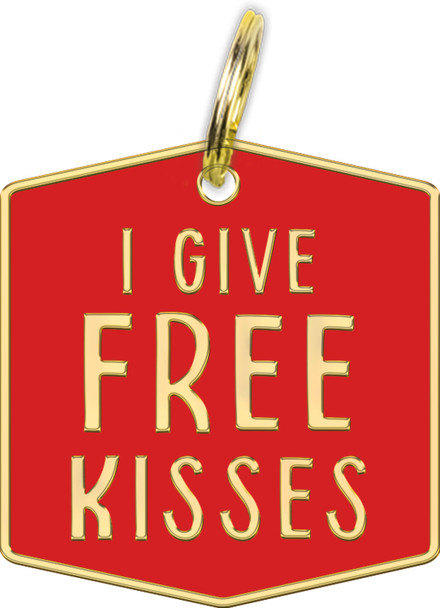 I Give Free Kisses Hard Enamel Dog Collar Pet Charm from Primitives by Kathy